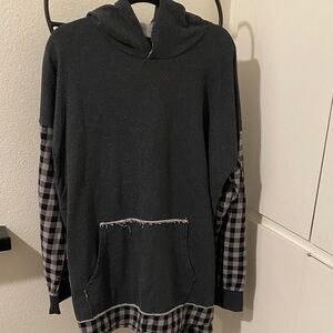 Target Men's Charcoal and Plaid Hoodie Sweater